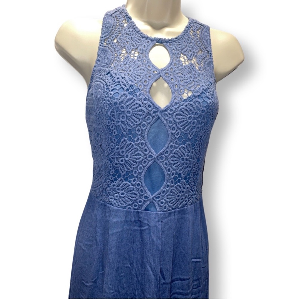 NWT - It’s Pink Bijou Blue Linen Maxi Dress - Size Medium - Picture 3 of 4